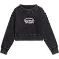 G-Star G-Startil kvinder. D26655-D249-B564 Overdyed Cropped Logo Loose Sweatshirt sort (XXS), Casual, Økologisk bomuld, Bæredygtig