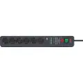 Brennenstuhl Secure-tec Ip20 H05vv-f 3g1.5 6 Stikkontakter Med Afbryder Forlængerledning 3 M