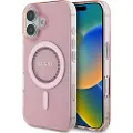 GUESS iPhone 16 Guess IML Rhinestones Ring Cover - MagSafe-kompatibel - Pink