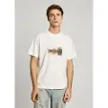 Pepe Jeans Pepe Jeanstil mænd. PM509775 Desmond T-shirt hvid (L), Casual, Bomuld, Korte ærmer, Bæredygtig