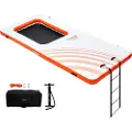 Vevor Oppustelig Flydebro, 15x6,5FT Oppustelig Broplatform med 4*6FT Trampolinnet Pool, Skridsikker Flydeplatform Vandmåtte med Bærbar Taske &amp; Aftagelig Stige til Afslapning ved Poolen og Stranden