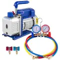 Vevor 3CFM 1/4HK Kølemiddelvakuumpumpesæt, 84 L/min Kølemiddelstyrede værktøjer HVAC Enkelttrins AC-vakuumpumpe A/C Manifoldmålersæt Kølemiddel (3CFM 1/4HK)