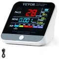 Vevor Mini Luftkvalitetsmåler 8-i-1, Professionel PM2.5 PM10 PM1.0 Partikeltæller, Formaldehyd, Temperatur, Fugtighed, TVOC AQI-tester til indendørs/udendørs, Luftkvalitetsmåler med alarmtærskler