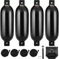 Vevor Boat Fenders Oppustelige Ribbede Boat Bumpers til Docking 6,5" x 23" Sort