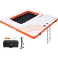 Vevor Oppustelig Flydebro, 10x10FT Oppustelig Broplatform med 4*7FT Trampolinnet Pool, Skridsikker Flydeplatform Vandmåtte med Bærbar Taske &amp; Aftagelig Stige til Afslapning ved Poolen og Stranden