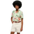 Superdry Superdrytil kvinder. W4010464A Beach Resort grøn skjorte (S), Casual, Viscose, Korte ærmer