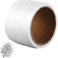 Vevor Packaging vævet snorbåndsrulle, 660 fod længde x 1/2" bredde x 0,03" tykkelse, 882 lbs brudstyrke, kraftig båndspole til paller, bærbare, stærke båndpakkestropper, hvide