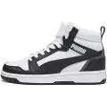 Puma Rebound V6 Mid Sneakers Youth, Shoes, White/Black/Shadow Gray, 37.5