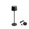 QAZQA Bordlampe sort genopladelig inkl. ladestation - Raika