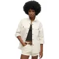 Superdry Superdrytil kvinder. W4010465A Arbejdstøjsskjorte hvid (M), Casual, Bomuld, Lange ærmer