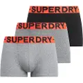 Superdry Superdrytil mænd. M3110450B Pakke med 3 boxershorts Marca grå, sort (XXL), Afslappet, Bomuld