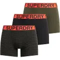 Superdry Superdrytil mænd. M3110452B Pakke med 3 boxershorts Tekst sort, grøn (XXL), Afslappet, Bomuld