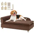 Vevor Pet Sofa, Hundesofa til store hunde og katte, Blød Fløjlsagtig Hundesofa, 110 lbs Loading Cat Sofa, mørkebrun