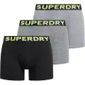 Superdry Superdrytil mænd. M3110452B Pakke med 3 boxershorts Tekst grå, sort (M), Afslappet, Bomuld