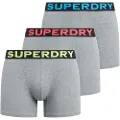 Superdry Superdrytil mænd. M3110452B Pakke med 3 boxershorts Tekst grå (S), Afslappet, Bomuld