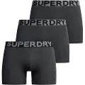 Superdry Superdrytil mænd. M3110452C Pakke med 3 boxershorts Gråt design (XL), Afslappet, Bomuld