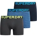 Superdry Superdrytil mænd. M3110452C Pakke med 3 boxershorts Design blå, navy, sort (XL), Afslappet, Bomuld