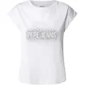 Pepe Jeans Pepe Jeanstil kvinder. PL506031 T-shirt med hvid stribe (L), Casual, Bomuld, Korte ærmer, Bæredygtig
