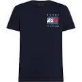 Tommy Hilfiger Tommy Hilfigertil mænd. MW0MW39249 Navy T-shirt med V-hals (S), Casual, Bomuld, Korte ærmer, Blå