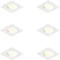 QAZQA Sæt med 6 indbyggede spotlights firkantet hvid drejelig og vipbar - Chuck