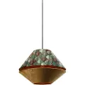 QAZQA Pendellampe sort med dobbelt fløjlslampeskærm blad design og beige - Combi 1
