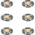QAZQA Sæt med 6 indbygningsspots runde aluminium justerbare - Chuck