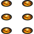 QAZQA Sæt med 6 runde forsænkede spotlights sort med guld drejelige og vipbare - Chuck