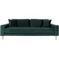 House Nordic - Sofa 3-pers. Lido. Velour med ben i naturfarve - Grøn - 3-pers. sofaer - - Homeroom
