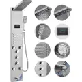 Vevor Brusepanelsystem, 6 bruseindstillinger, LED & Skærm Vandkraftbruserpaneltårn, Regnvand, Vandfald, 5 massagedyser, Karbadtud, Håndbruser, Vægmonteret Brusesæt i Rustfrit Stål