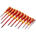 Vevor isoleret skruetrækkersæt, 11-delt professionelt elektrisk skruetrækkersæt, 1000V isoleret elektrikerværktøjssæt, med magnetiske Phillips-spidser med lige kærv, spændingstester, til elektrikere