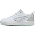 Puma Rebound v6 Low Aqua Metallics Sneakers Unisex, Shoes, White/Silver/Peaceful Blue, 41