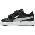 Puma Smash 3.0 Glitz Glam Toddlers'Sneakers, Shoes, Black/Silver/White, 24