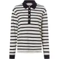Gant Ganttil kvinder. 4200556 Langærmet piké-poloshirt med bretonsk stribe hvid, navy (XS), Casual, Bomuld, Lange ærmer, Blå