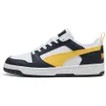 Puma Rebound V6 Low Sneakers, Shoes, Navy/Sunny Yellow/White, 38