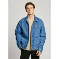 Pepe Jeans Pepe Jeanstil mænd. PM403155 Vendbar jakke W11 blå, grøn (M), Casual, Bomuld, Denim, Bæredygtig