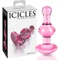 Icicles No. 75 - hjerteformet glas anal plug (pink)