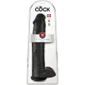 King Cock 15 - sugekop, testikel dildo (38cm) - sort