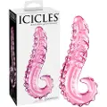 Icicles No. 24 - ribbet glasdildo med tunge (pink)