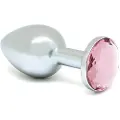 Rimba XS - pink sten, metal anal plug (sølv)