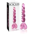 Icicles No. 43 - perlet glasdildo med hjerter (pink)