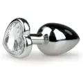 EasyToys Metal No.2 - anal plug med hjerteformet sten (sølv-hvid)