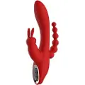 Dream Toys Red Revolution Hera - genopladelig, vandtæt 3-armet vibrator (rød)