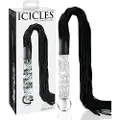 Icicles No. 38 - læder pisk & glas dildo (klar-sort)