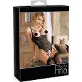 Abierta Fina - glitrende strop-lace åben bodystocking (sort) - 80B/M
