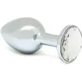 Rimba XS - gennemsigtig sten, metal anal plug (sølv)
