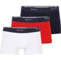 Gant Ganttil mænd. 900003333 Sæt med 3 basic boxershorts, hvid, rød, navy (S), Afslappet, Bomuld, Blå