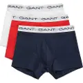 Gant Ganttil mænd. 900023003 Sæt med 3 ensfarvede boxershorts i hvid, rød og navy (XXL), Afslappet, Bomuld, Blå