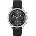 Hugo Boss BOSStil mænd. 1514049 Analogt ur med kronograf og sort Gregor-læderrem (OSFA), Casual, Rustfrit stål