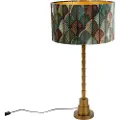 QAZQA Bordlampe bronze med fløjlsskærm blad design og guld indvendig - Pisos
