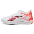Puma ULTRA 5 MATCH TT Mid Football Boots Youth, Shoes, White/Black/Glowing Red, 34.5